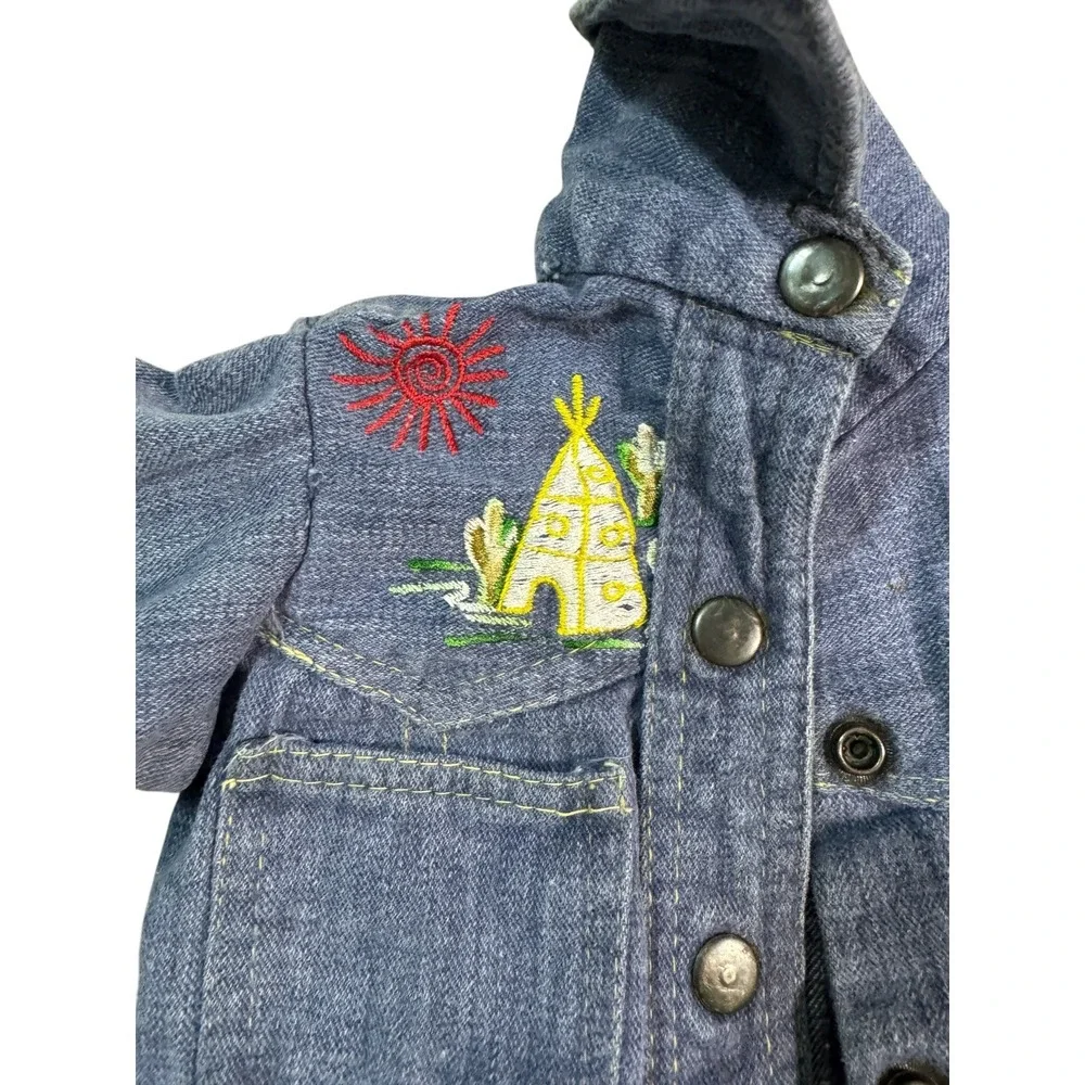 Vintage Denim Jacket‎ Kids Embroidered Western Tipi Indian Sun Toddler size 2